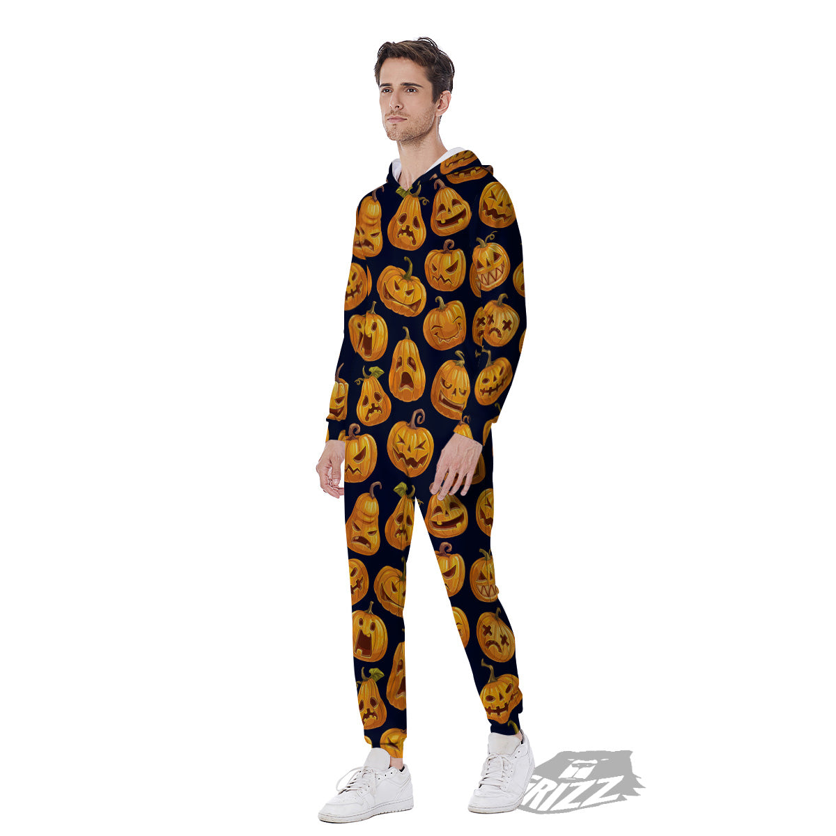 Sacry Halloween Pumpkins Print Pattern Men's Jumpsuit-grizzshop