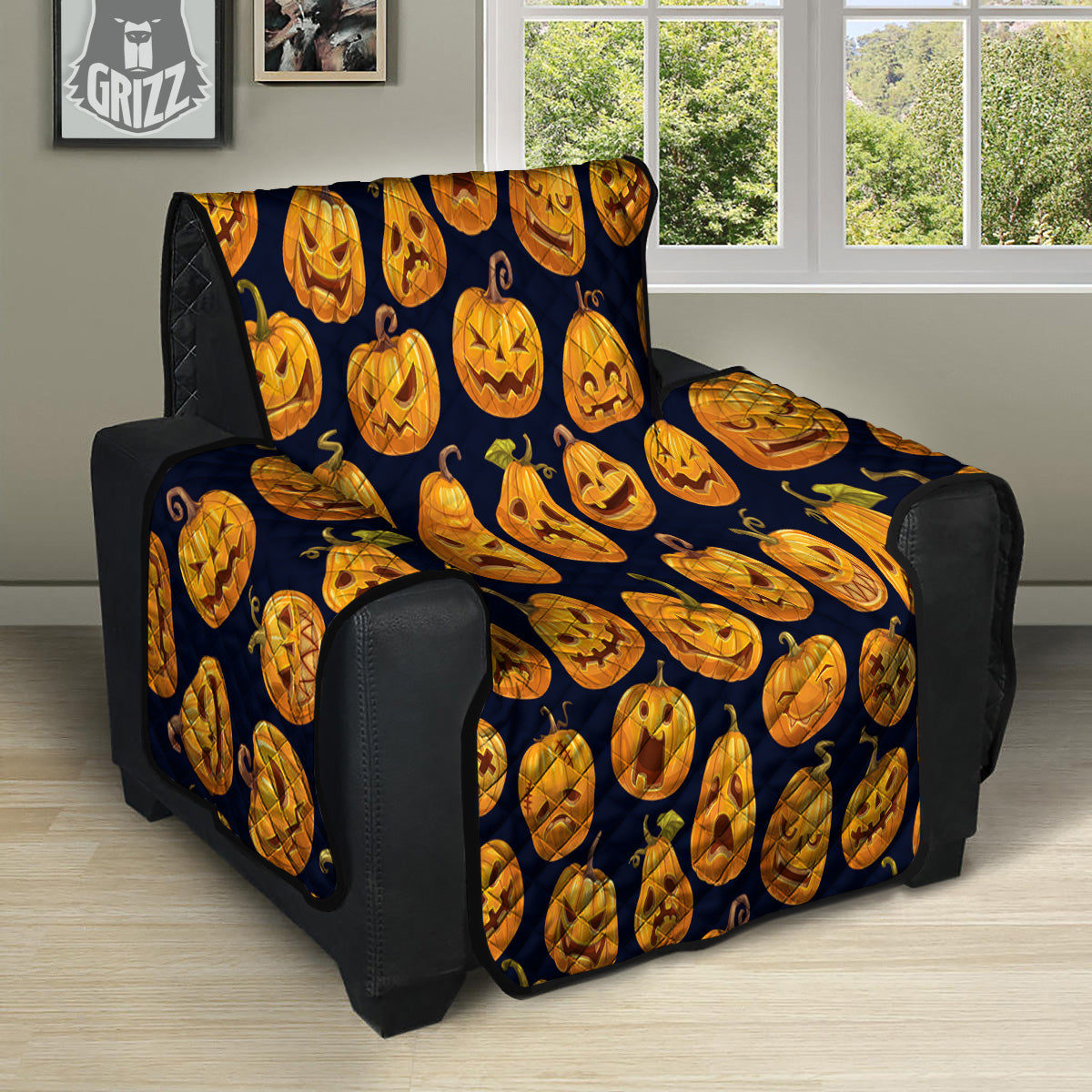 Sacry Halloween Pumpkins Print Pattern Recliner Protector-grizzshop