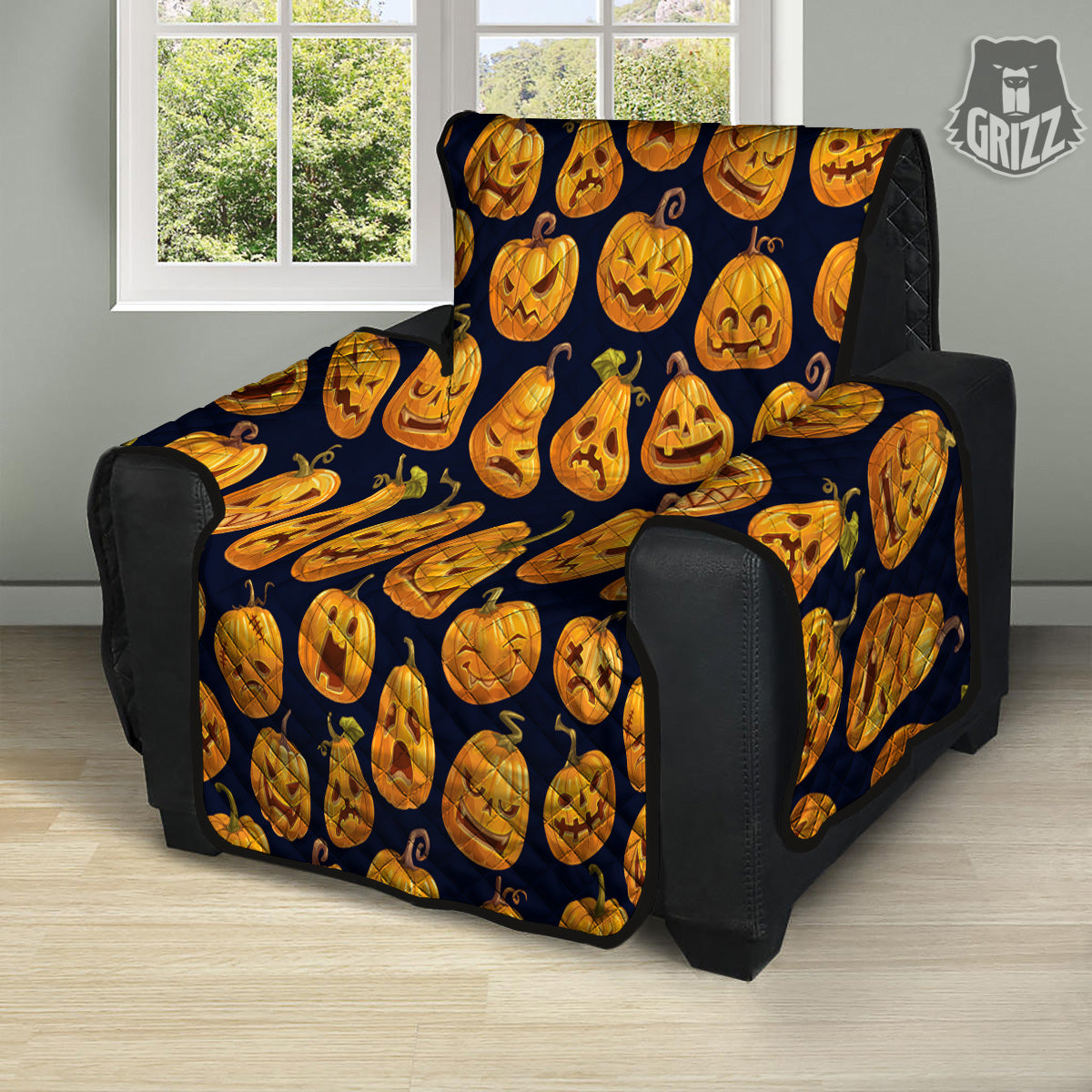 Sacry Halloween Pumpkins Print Pattern Recliner Protector-grizzshop