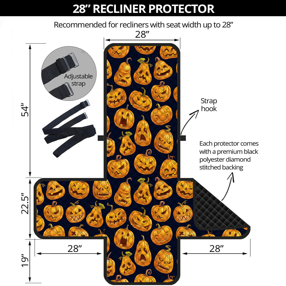 Sacry Halloween Pumpkins Print Pattern Recliner Protector-grizzshop