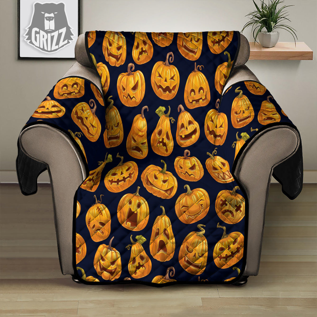 Sacry Halloween Pumpkins Print Pattern Recliner Protector-grizzshop