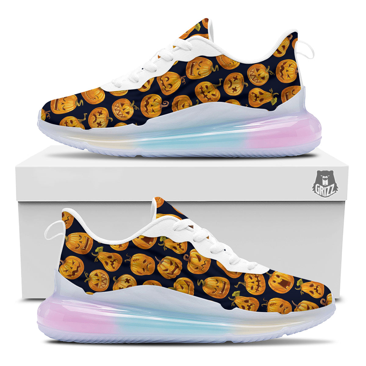 Sacry Halloween Pumpkins Print Pattern Running Sneakers-grizzshop