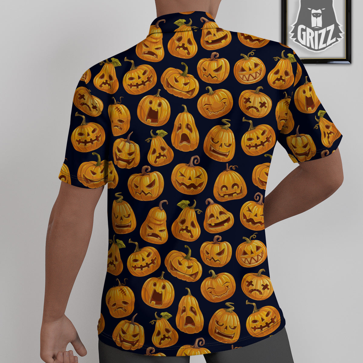 Sacry Halloween Pumpkins Print Pattern Untucked Shirts-grizzshop