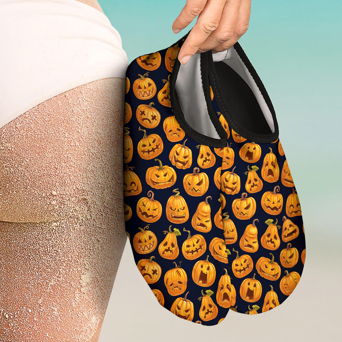 Sacry Halloween Pumpkins Print Pattern Water Shoes-grizzshop