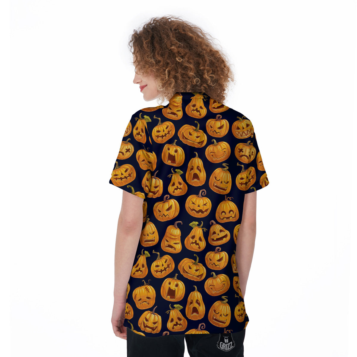 Sacry Halloween Pumpkins Print Pattern Women's Golf Shirts-grizzshop