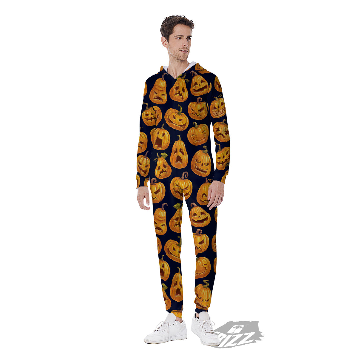 Sacry Halloween Pumpkins Print Pattern Men's Jumpsuit-grizzshop