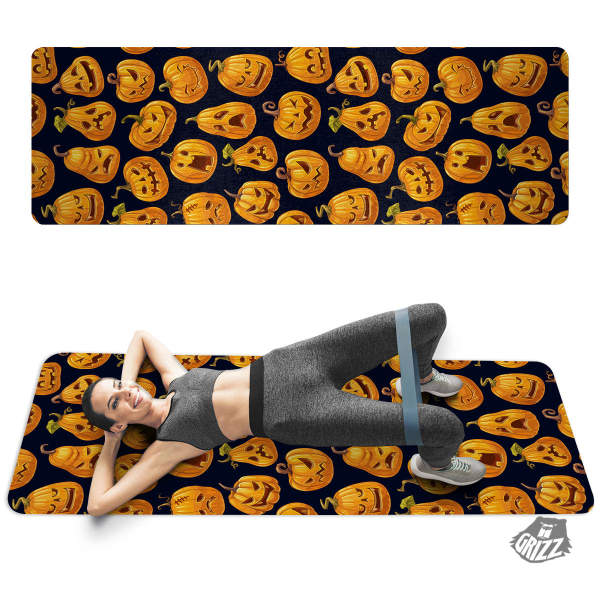 Sacry Halloween Pumpkins Print Pattern Thin Yoga Mat