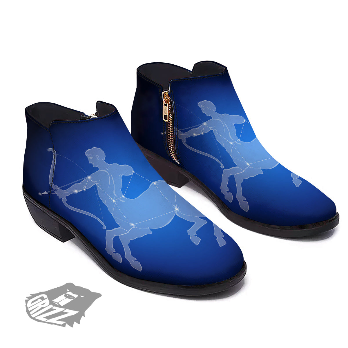 Sagittarius Constellation Print Ankle Boots-grizzshop