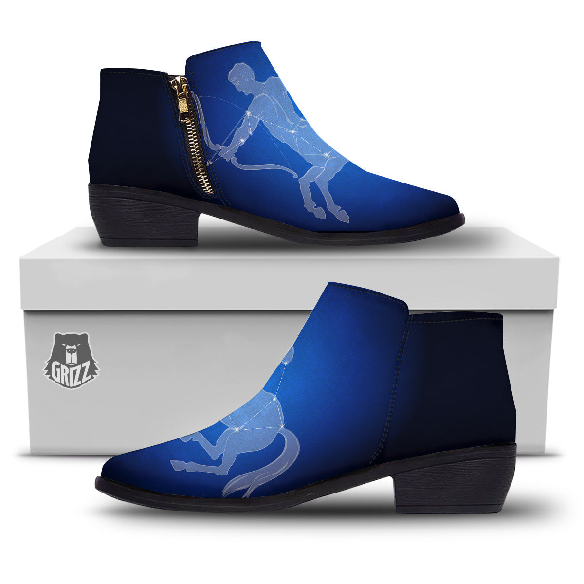 Sagittarius Constellation Print Ankle Boots-grizzshop