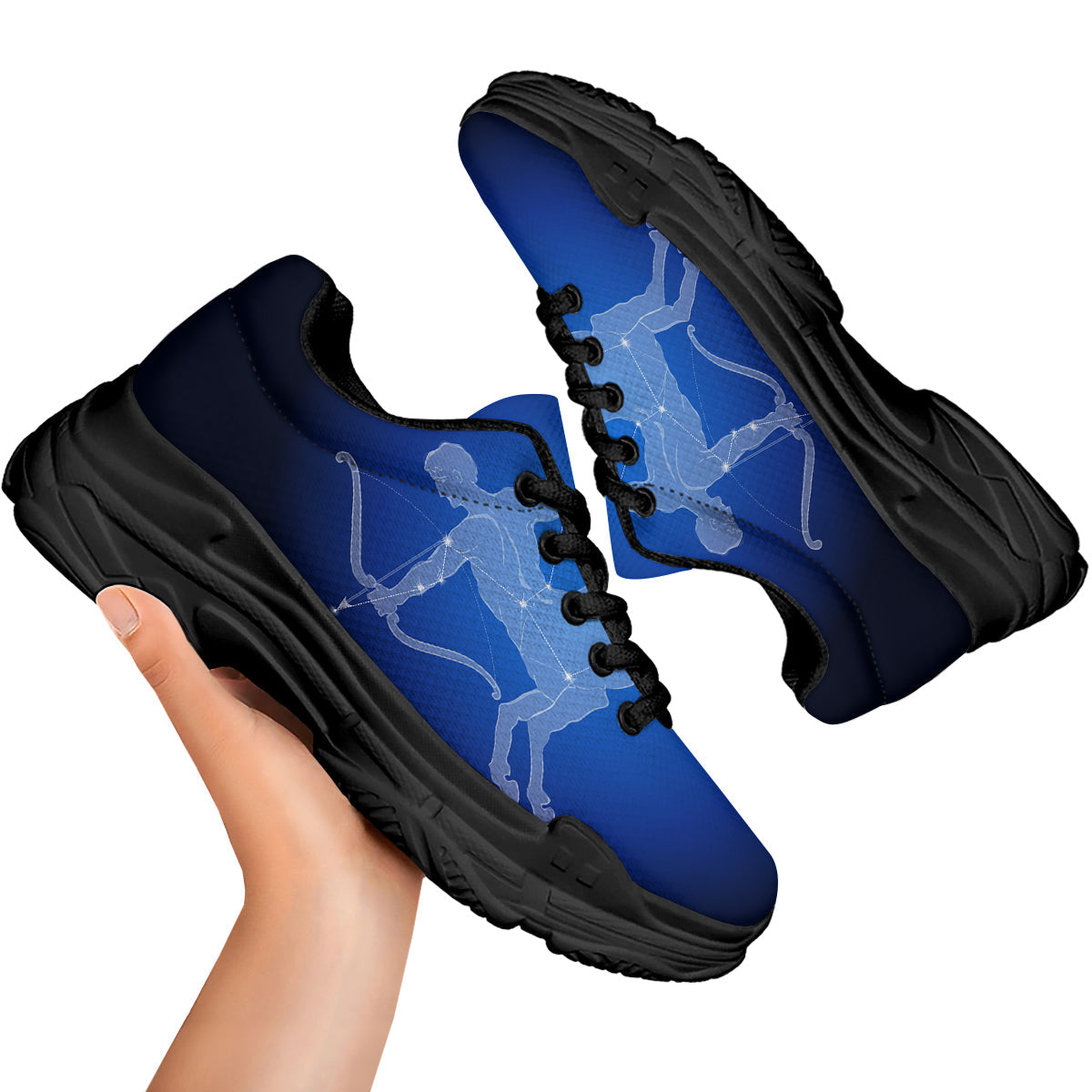 Sagittarius Constellation Print Black Chunky Shoes-grizzshop