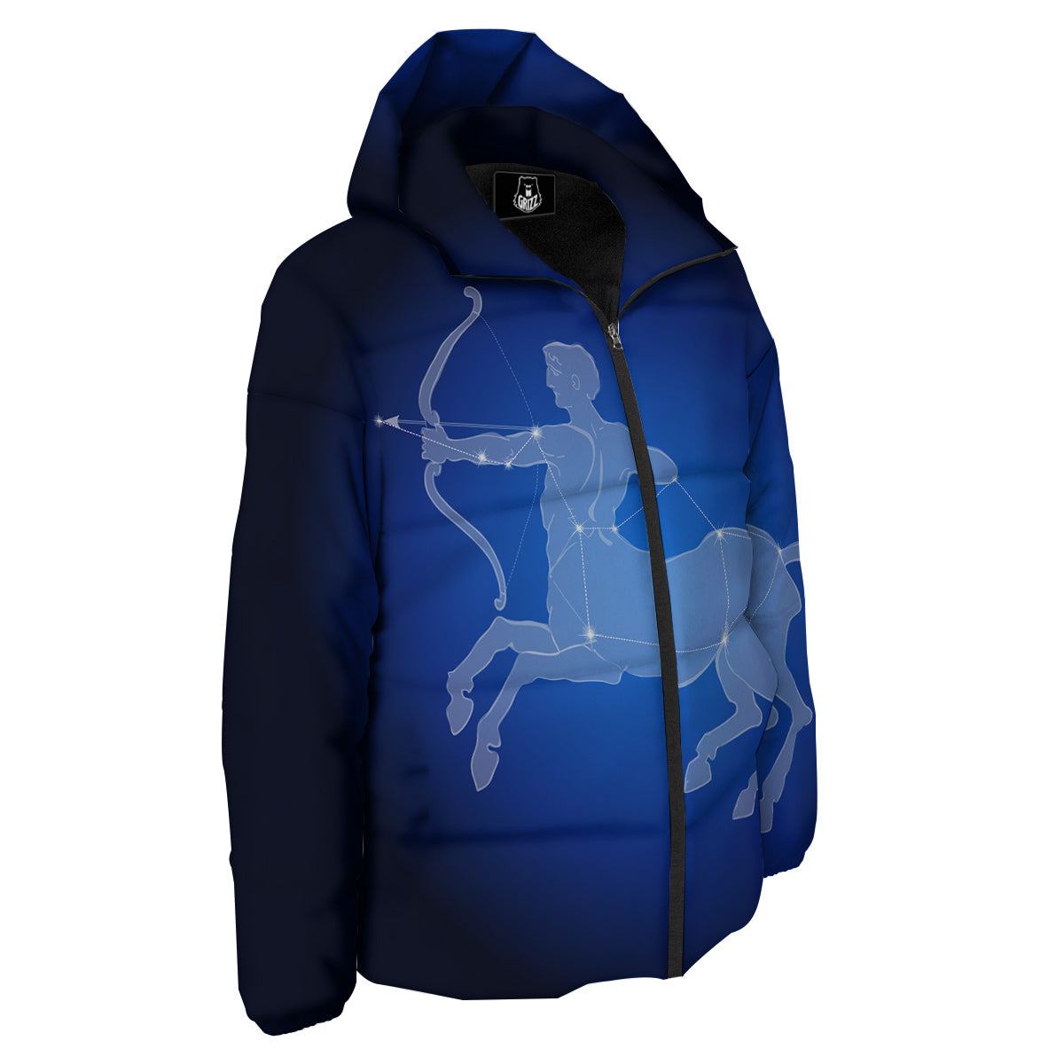 Sagittarius Constellation Print Down Jacket-grizzshop