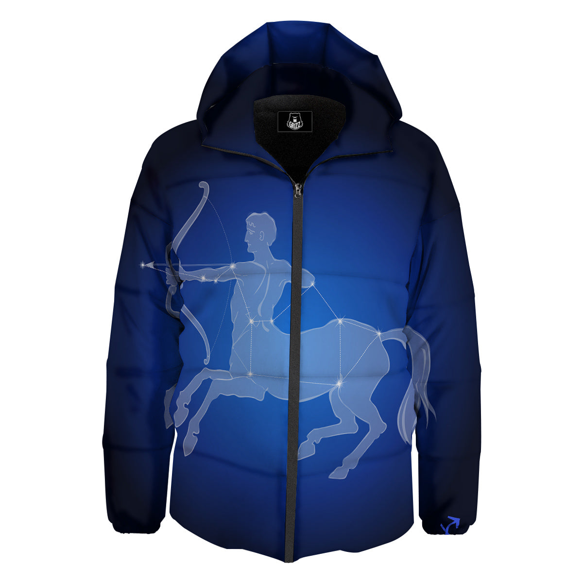 Sagittarius Constellation Print Down Jacket-grizzshop