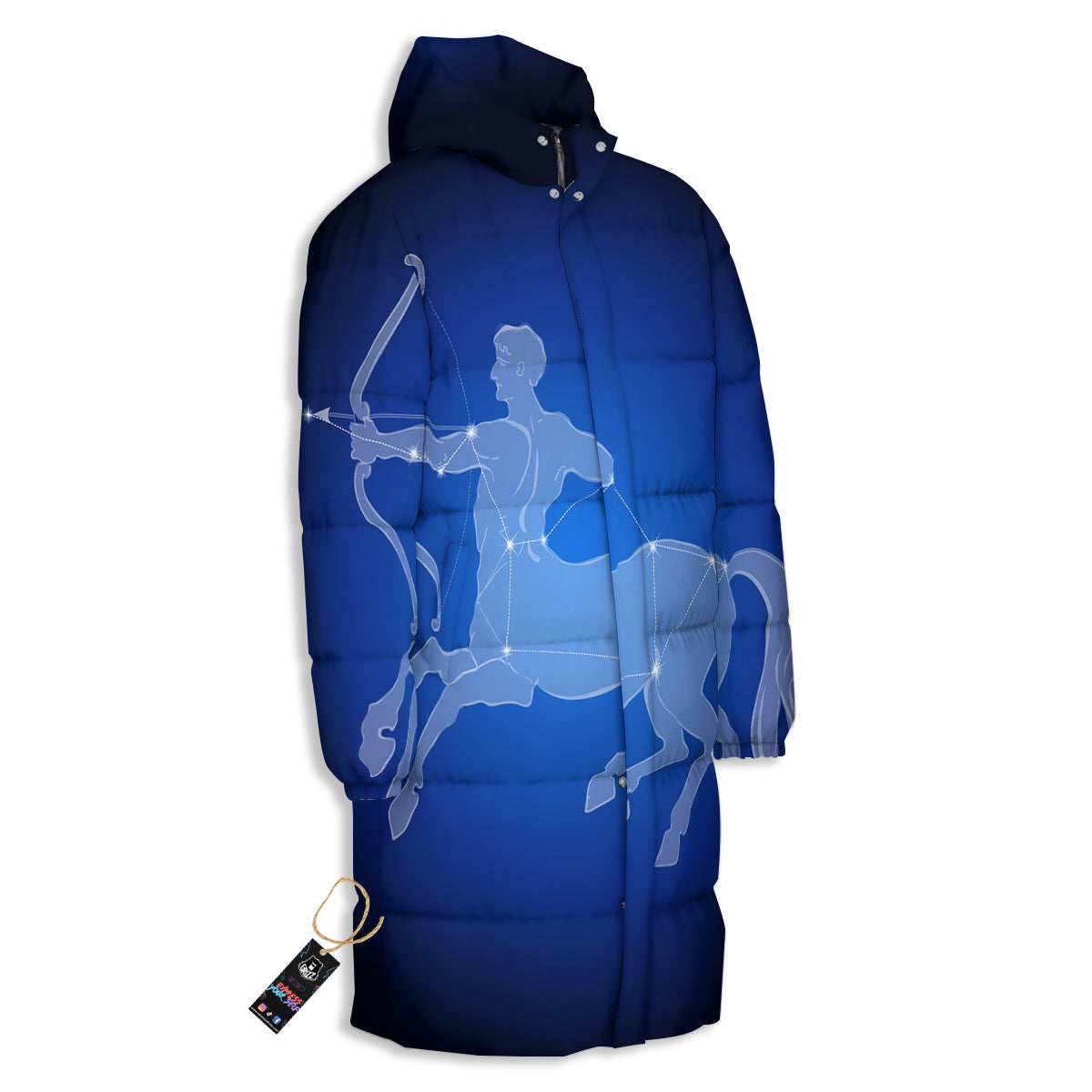 Sagittarius Constellation Print Long Down Jacket-grizzshop