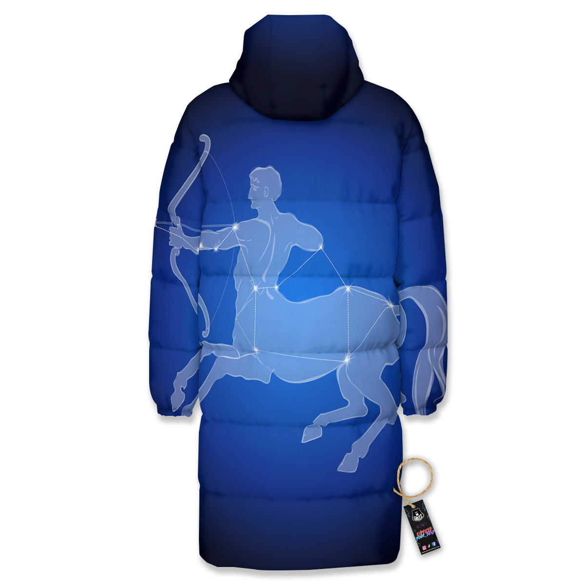 Sagittarius Constellation Print Long Down Jacket-grizzshop