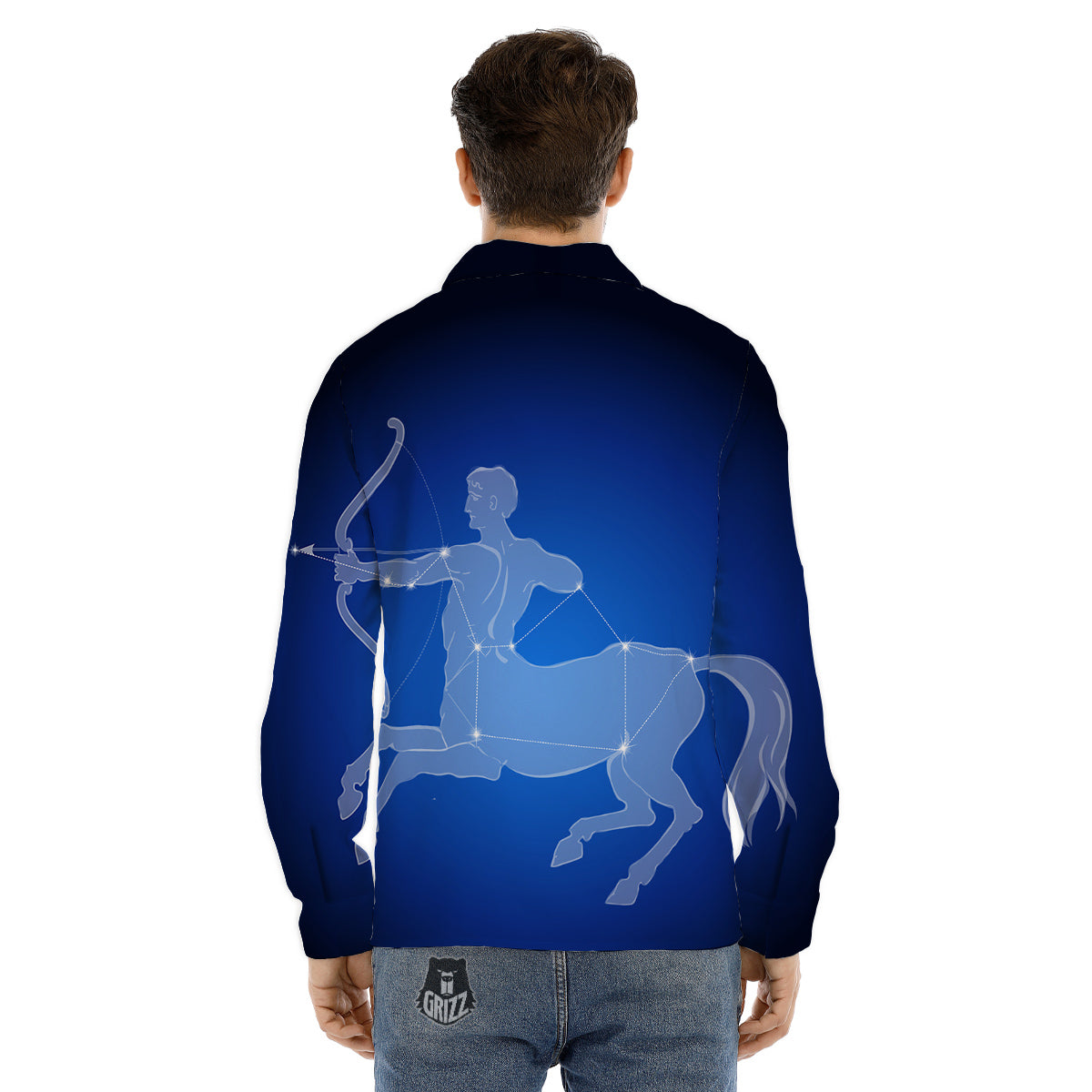 Sagittarius Constellation Print Men's Dress Shirts-grizzshop