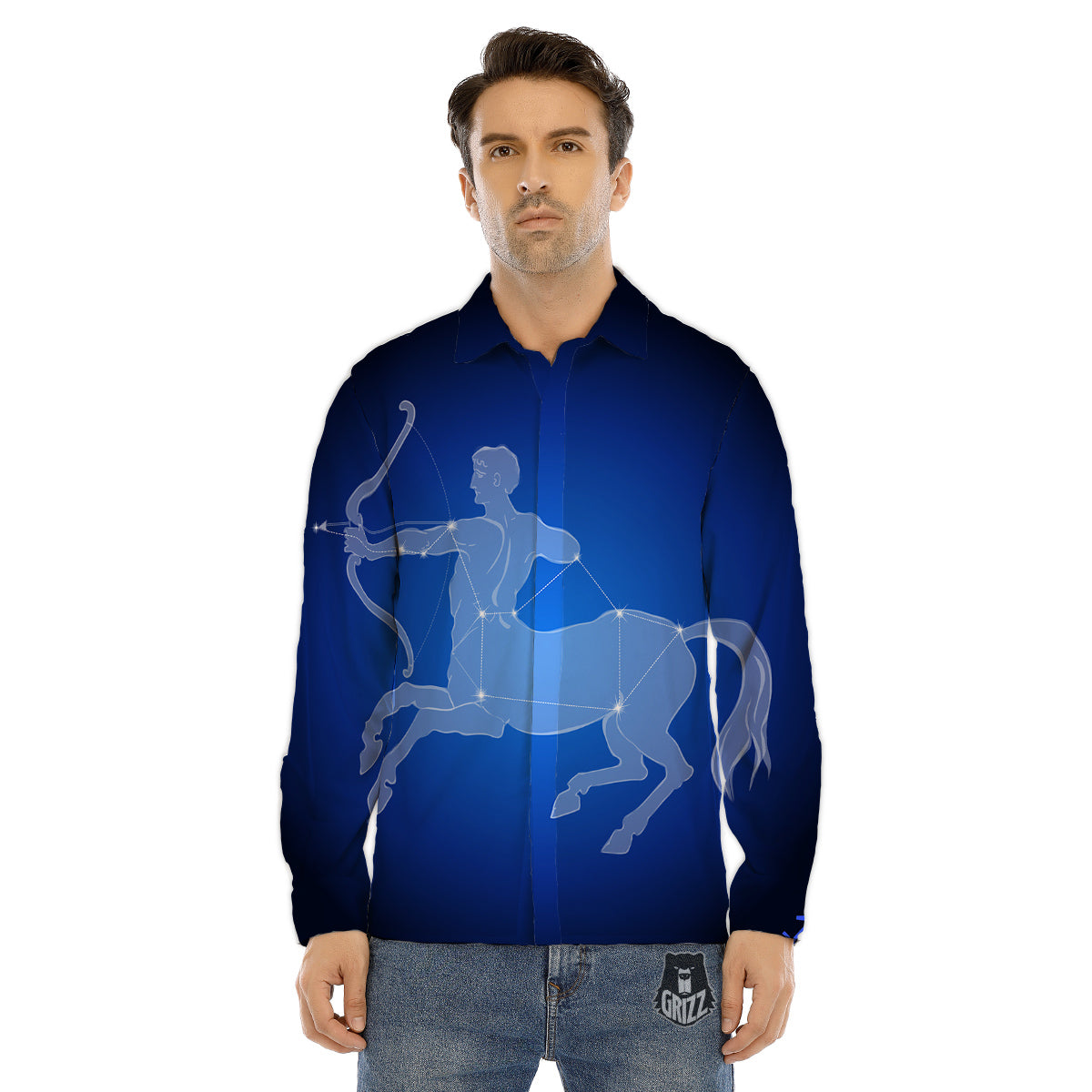 Sagittarius Constellation Print Men's Dress Shirts-grizzshop