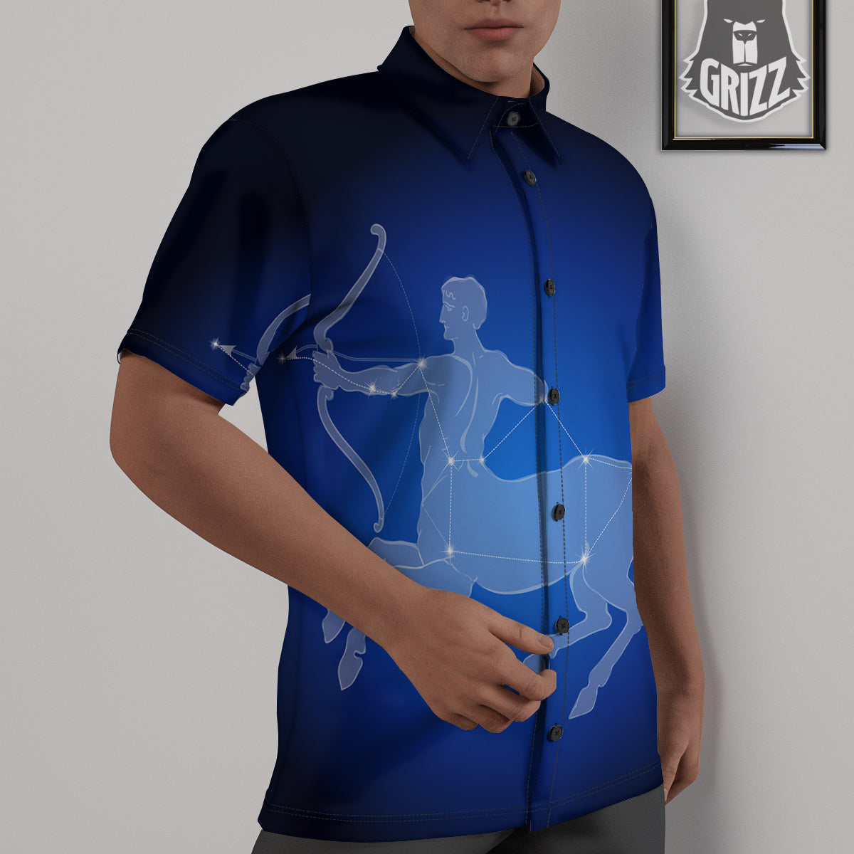 Sagittarius Constellation Print Untucked Shirts-grizzshop