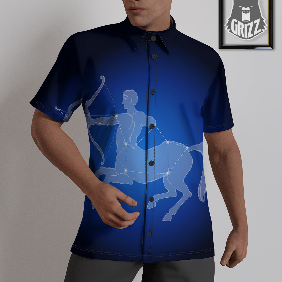 Sagittarius Constellation Print Untucked Shirts-grizzshop