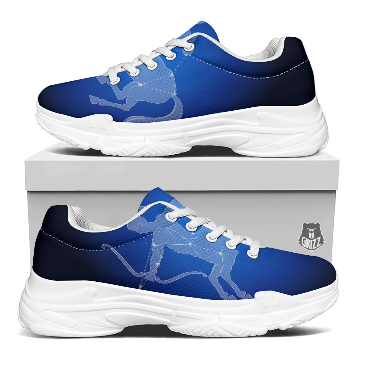 Sagittarius Constellation Print White Chunky Shoes-grizzshop