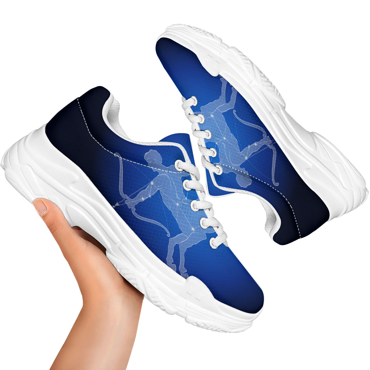 Sagittarius Constellation Print White Chunky Shoes-grizzshop