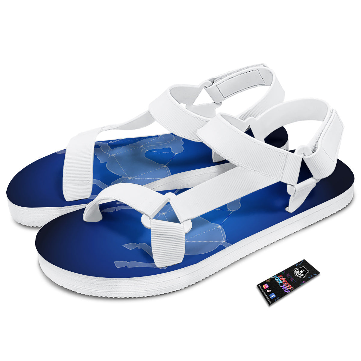 Sagittarius Constellation Print White Open Toe Sandals-grizzshop