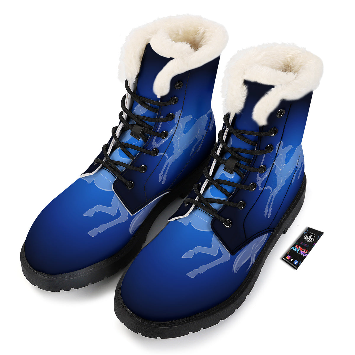 Sagittarius Constellation Print Winter Boots-grizzshop