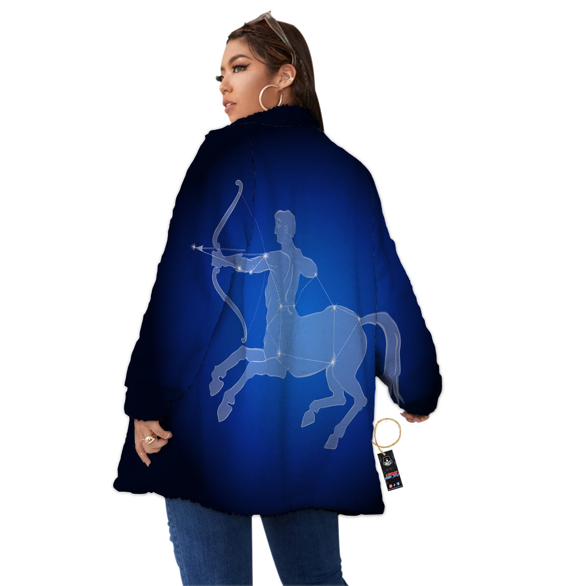Sagittarius Constellation Print Women's Sherpa Jacket-grizzshop