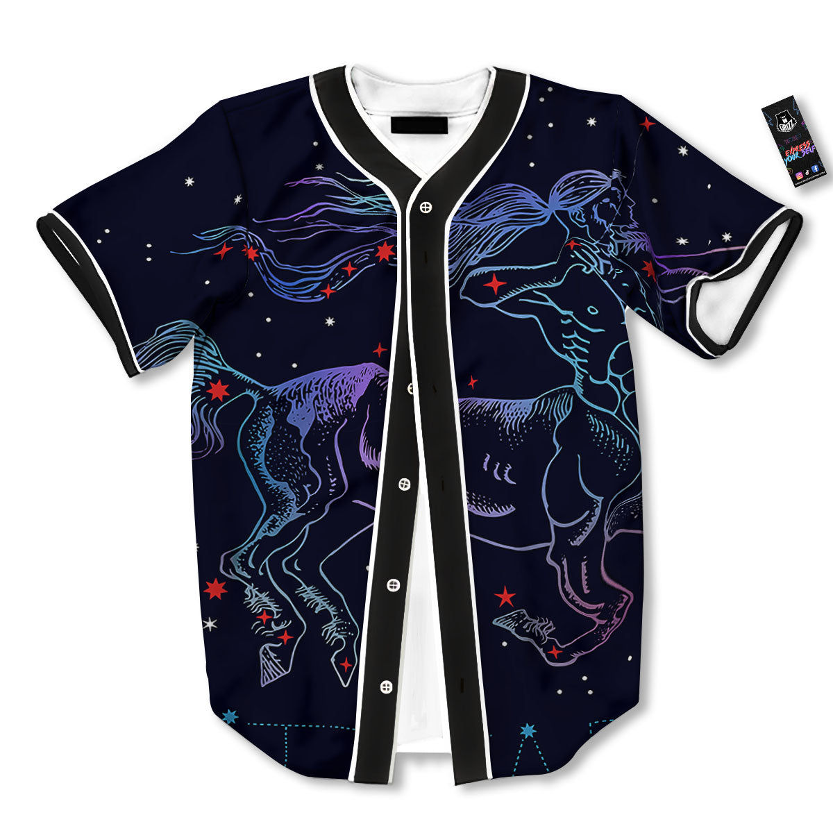 Sagittarius Constellation Sign Print Baseball Jersey-grizzshop