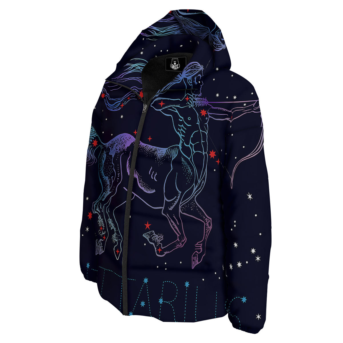 Sagittarius Constellation Sign Print Down Jacket-grizzshop