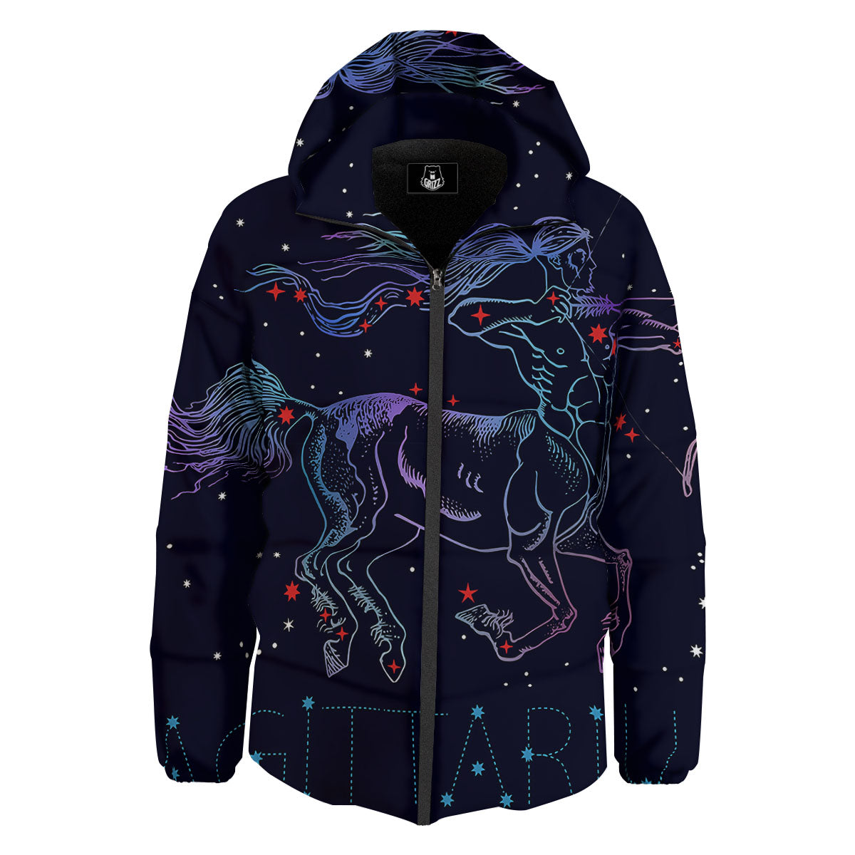 Sagittarius Constellation Sign Print Down Jacket-grizzshop