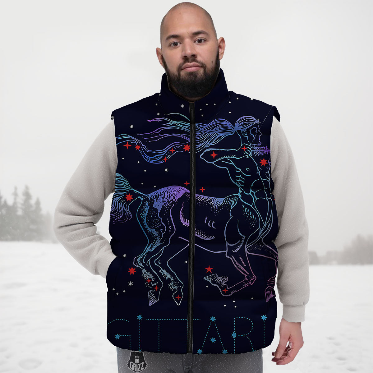 Sagittarius Constellation Sign Print Down Vest