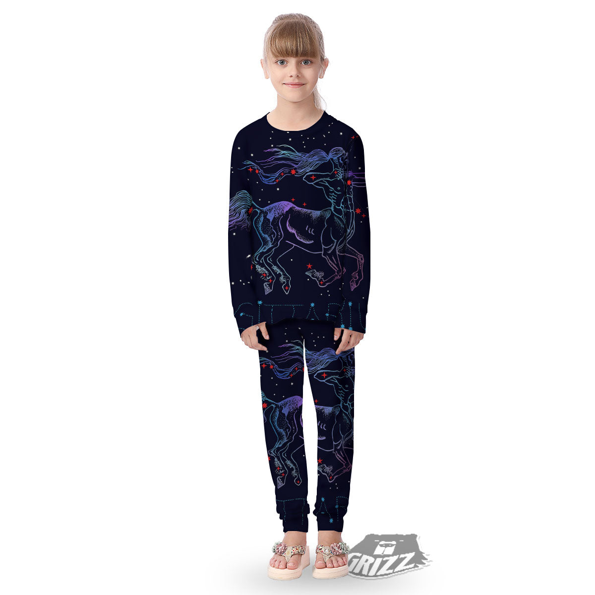 Sagittarius Constellation Sign Print Kid's Pajamas-grizzshop