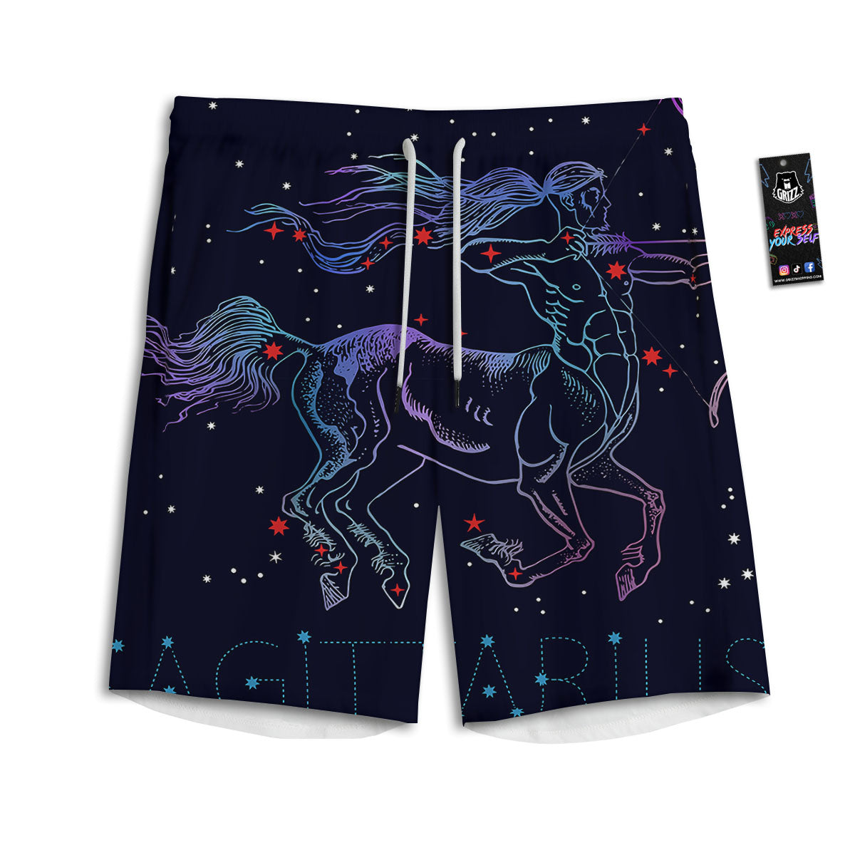 Sagittarius Constellation Sign Print Men's Athletic Shorts
