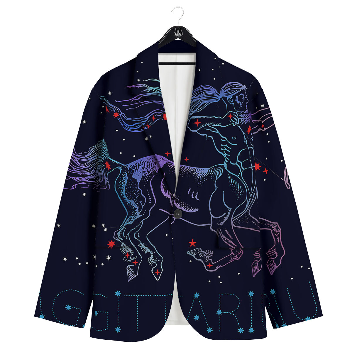 Sagittarius Constellation Sign Print Men's Sport Coat-grizzshop