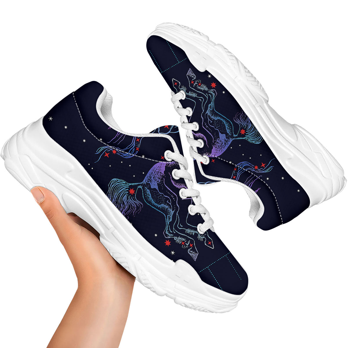 Sagittarius Constellation Sign Print White Chunky Shoes-grizzshop