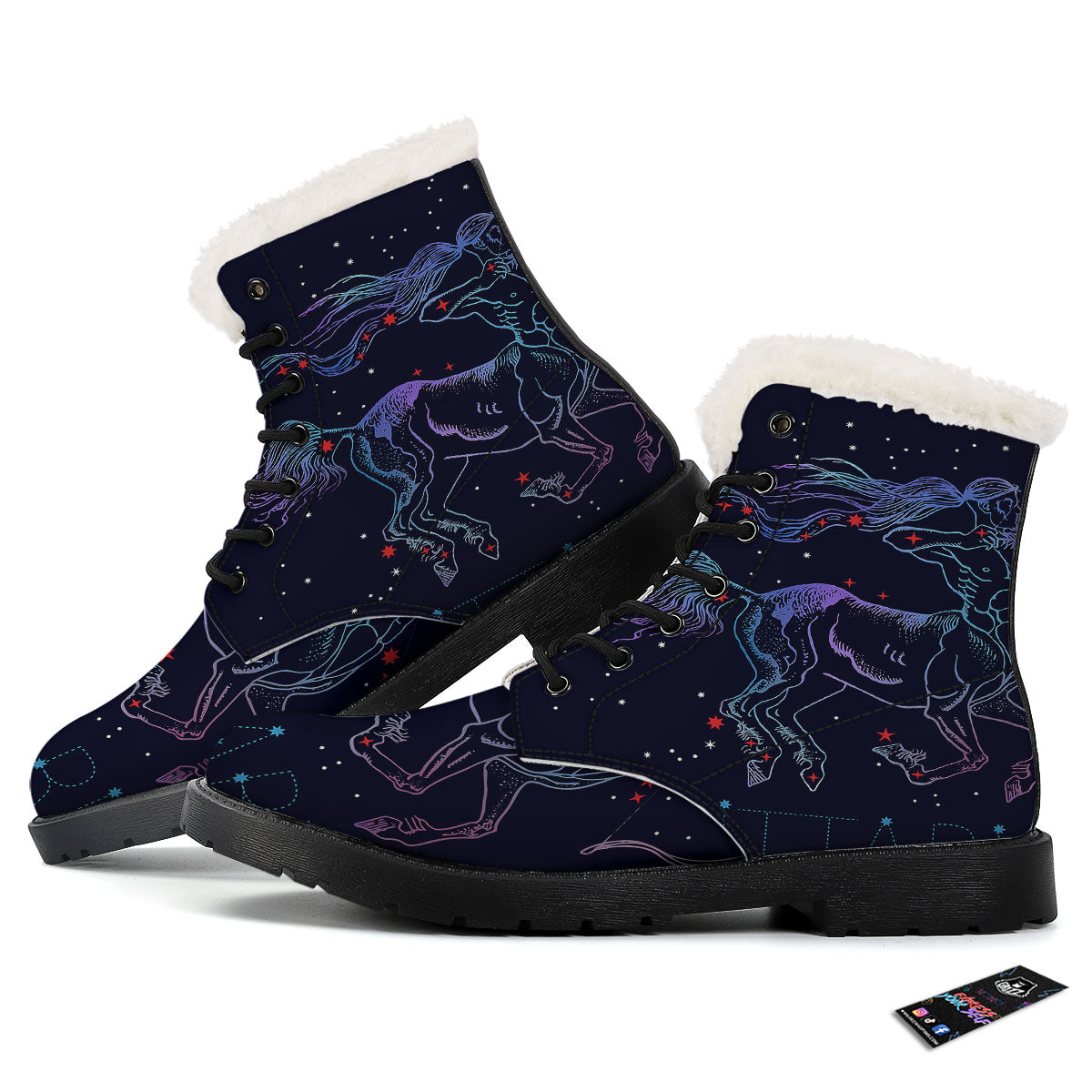 Sagittarius Constellation Sign Print Winter Boots-grizzshop