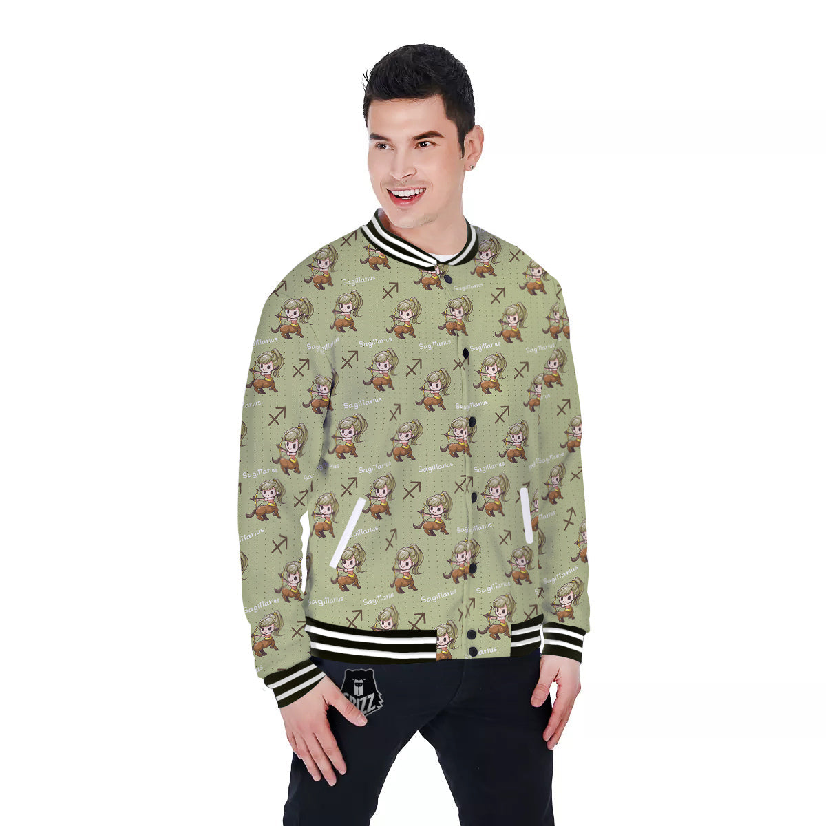 Sagittarius Cute Cartoon Print Pattern Baseball Jacket-grizzshop