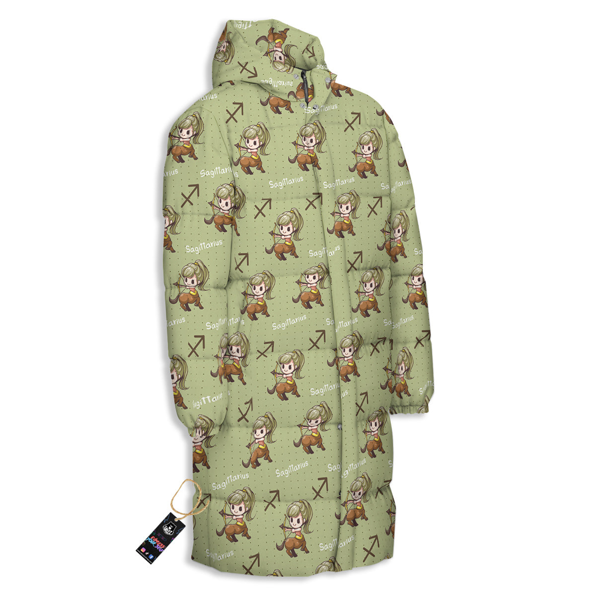 Sagittarius Cute Cartoon Print Pattern Long Down Jacket-grizzshop