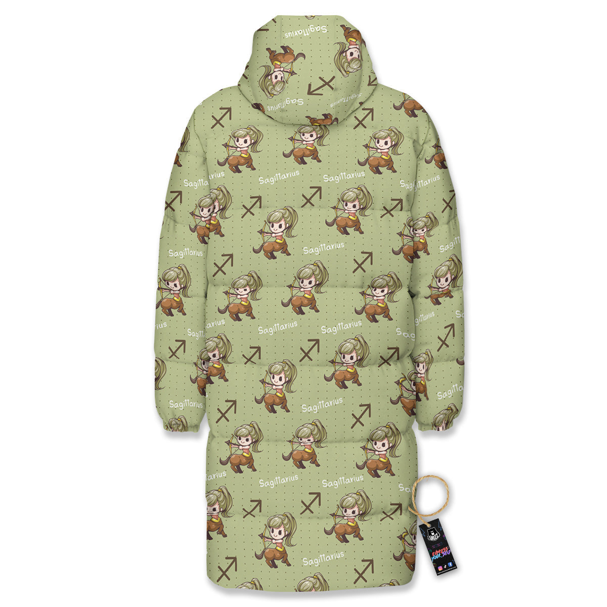 Sagittarius Cute Cartoon Print Pattern Long Down Jacket-grizzshop