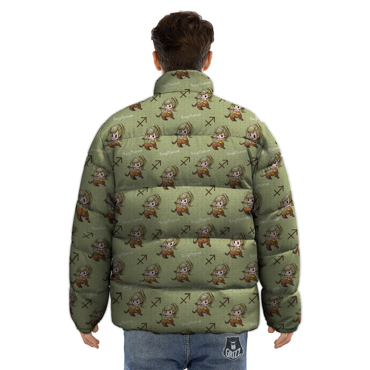 Sagittarius Cute Cartoon Print Pattern Puffer Jacket-grizzshop