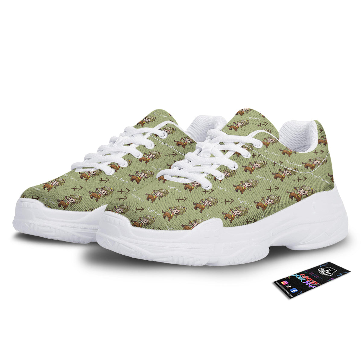 Sagittarius Cute Cartoon Print Pattern White Chunky Shoes-grizzshop