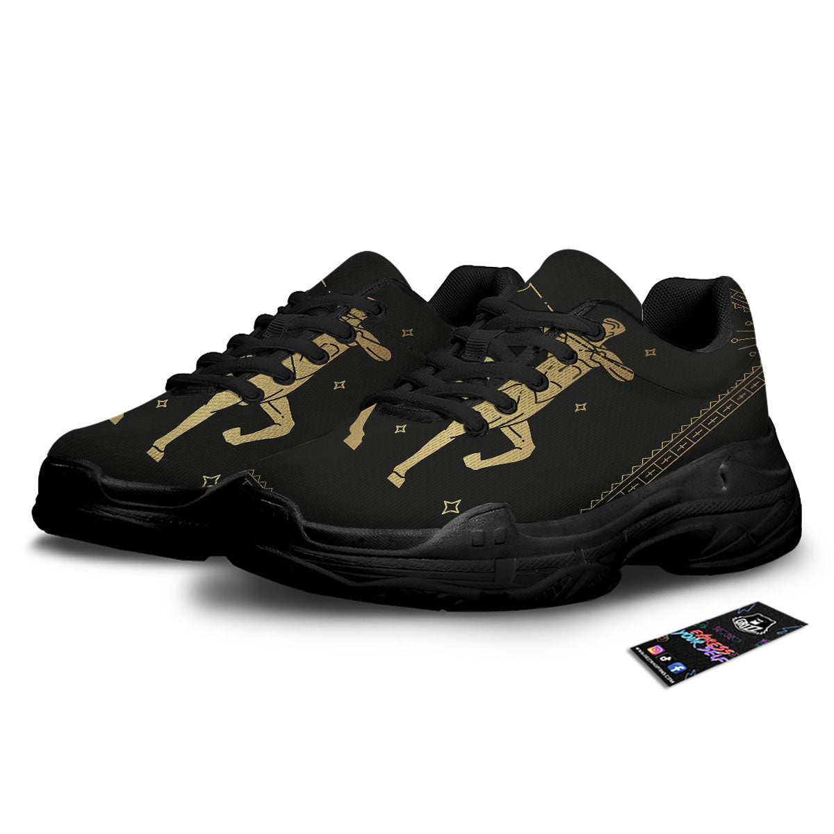 Sagittarius Sign Astrological Print Black Chunky Shoes-grizzshop