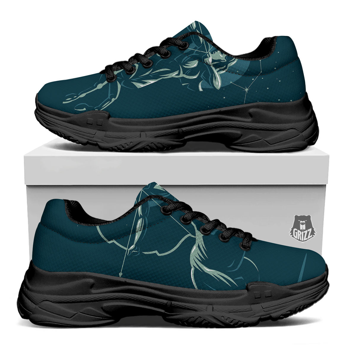 Sagittarius Sign Astrology Print Black Chunky Shoes-grizzshop