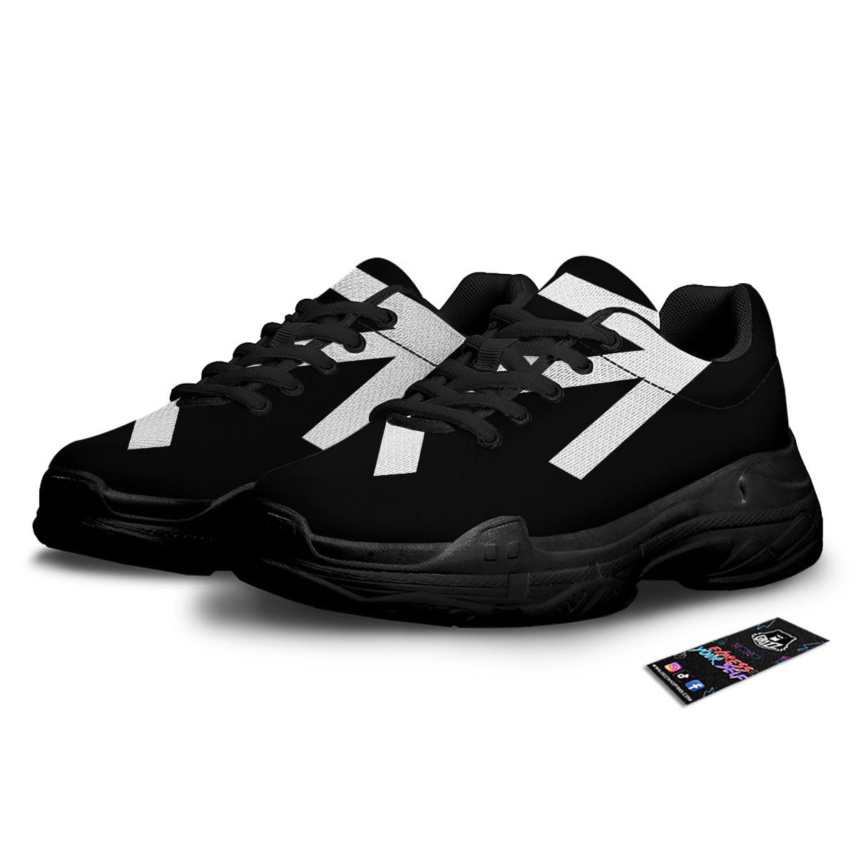 Sagittarius Sign White And Black Print Black Chunky Shoes-grizzshop