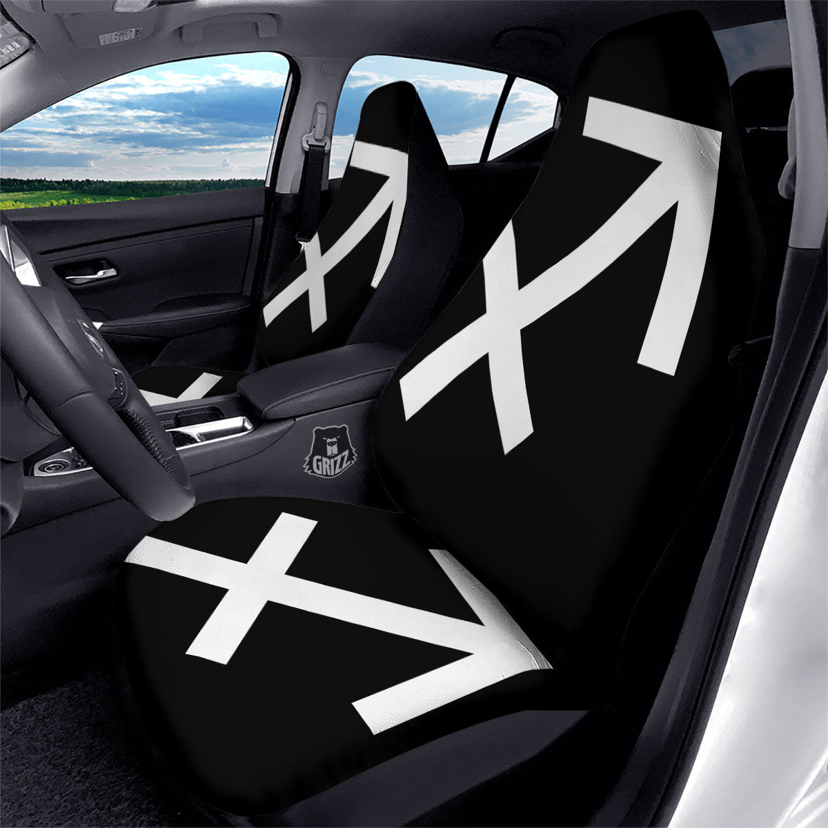 Sagittarius Sign White And Black Print Car Seat Covers-grizzshop