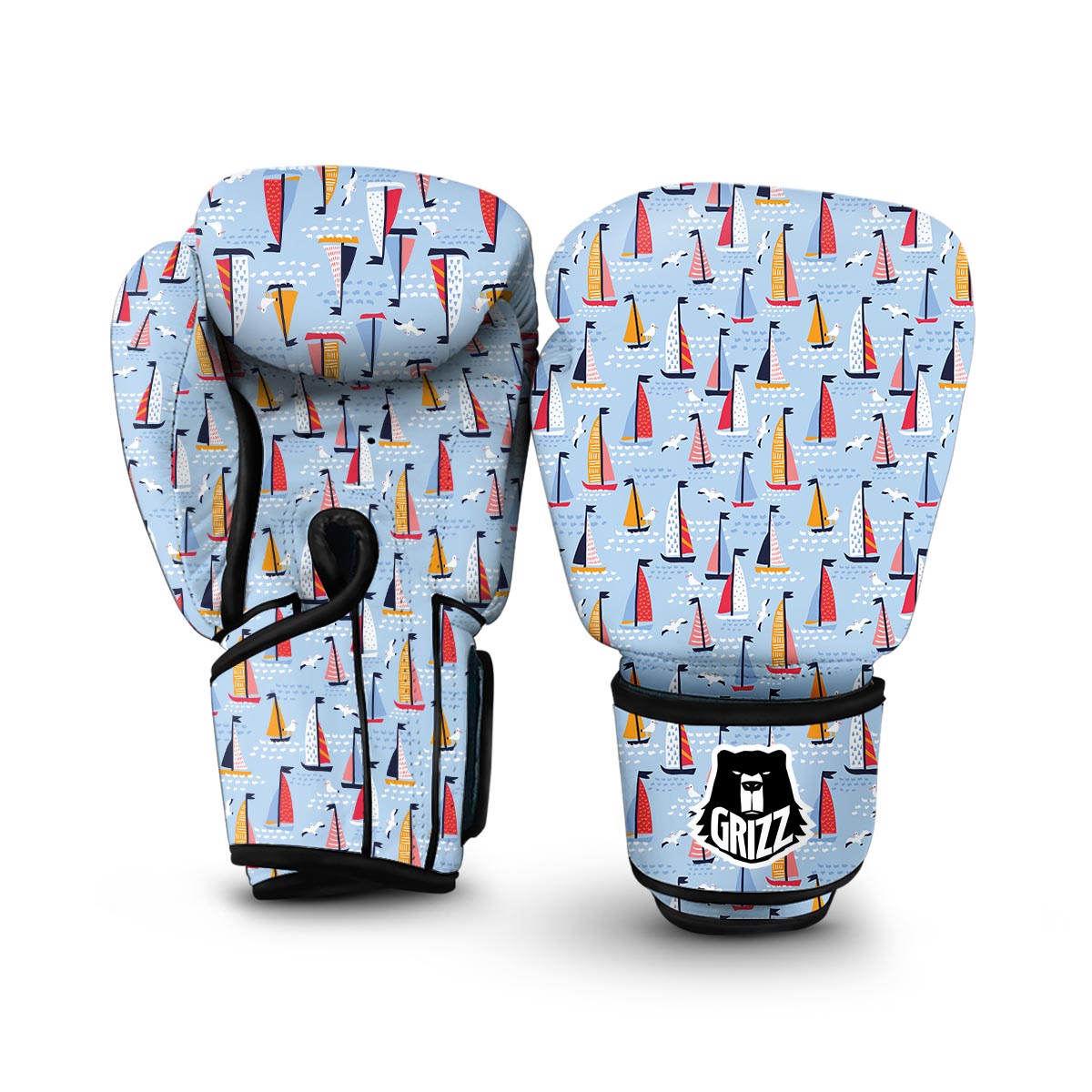 Sailboat Ocean Pattern Print Boxing Gloves-grizzshop