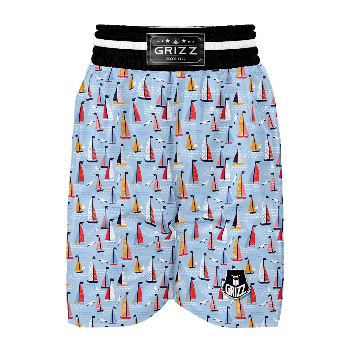 Sailboat Ocean Pattern Print Boxing Shorts-grizzshop