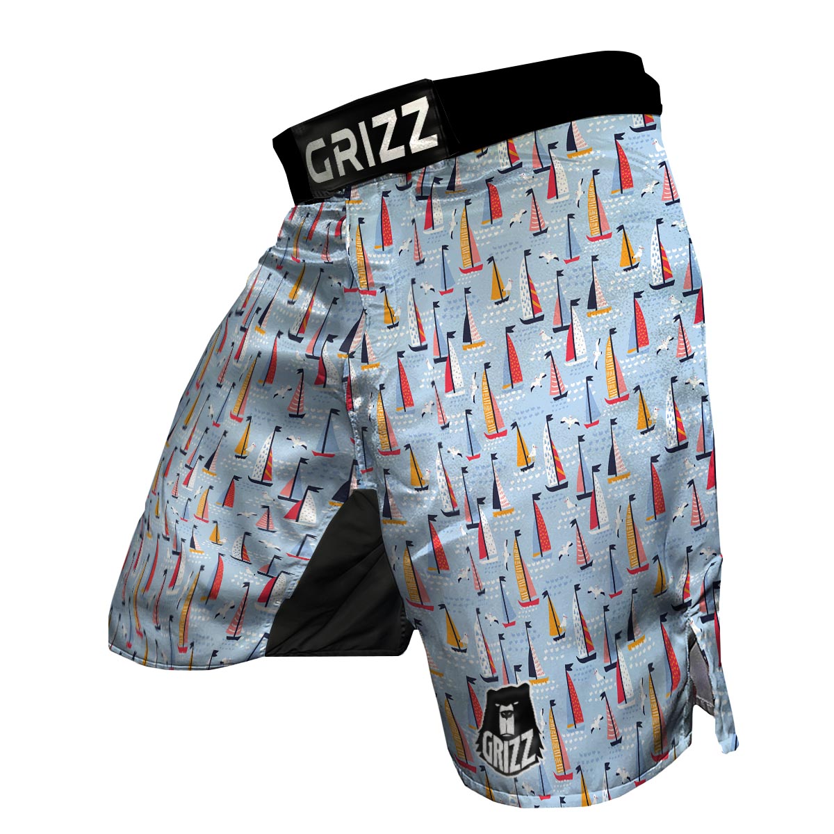 Sailboat Ocean Pattern Print MMA Shorts-grizzshop