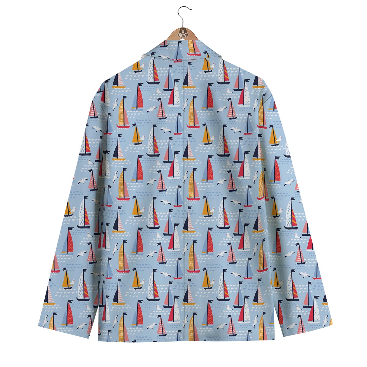 Sailboat Ocean Pattern Print Men's Blazer-grizzshop