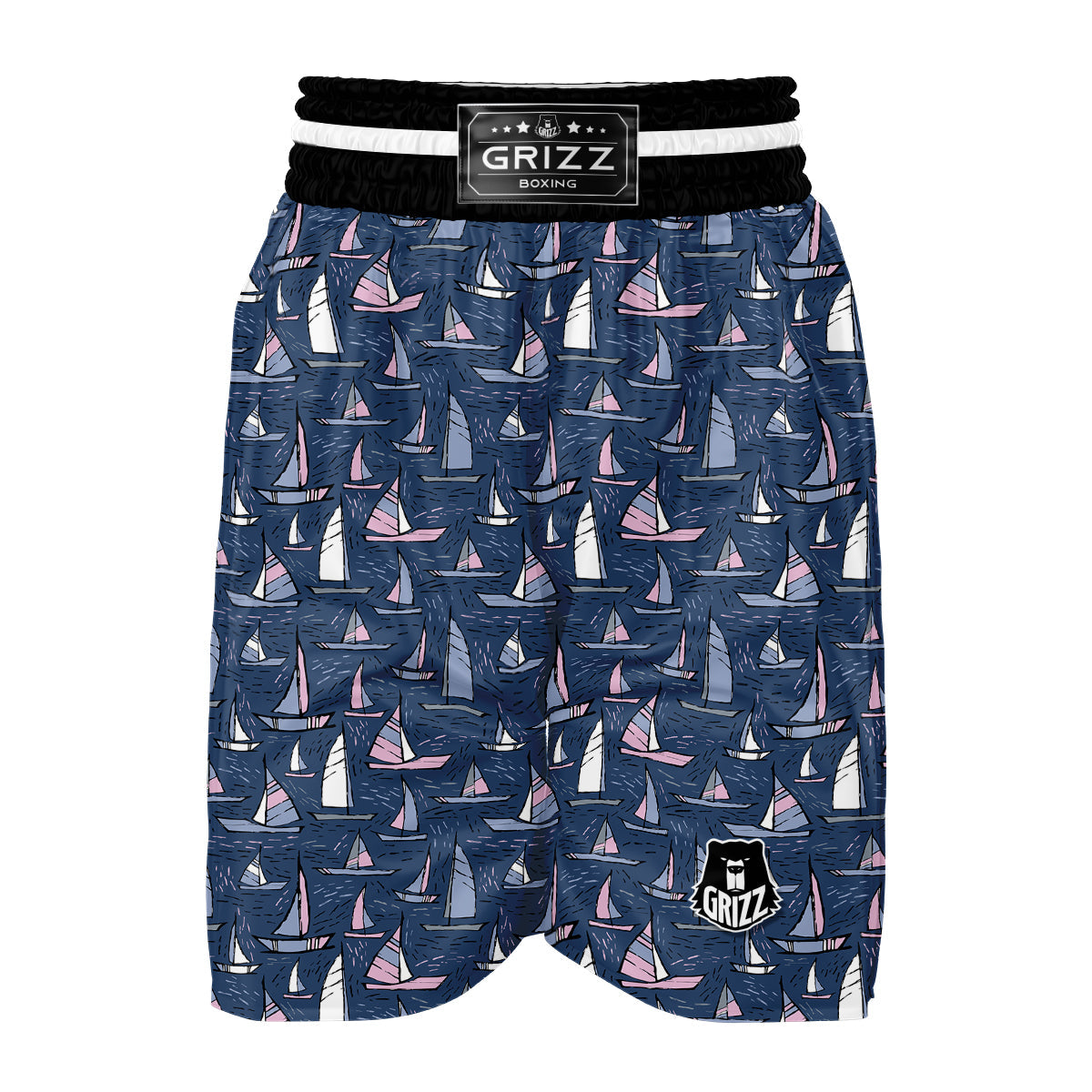 Sailing Boat Hand Drawn Print Pattern Boxing Shorts-grizzshop